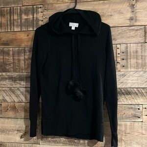 Hooded Pull over Sweater with cute Pom drawstring detail